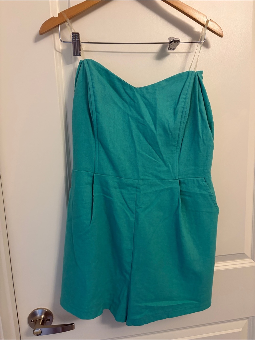 vestique Strapless Teal Romper Dress